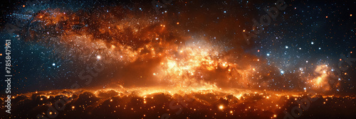 A wide shot of the Milky Way galaxy with fire in it, hyper realistic. Created with Ai