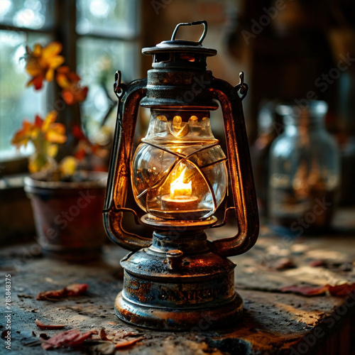 old oil lamp on table © azka