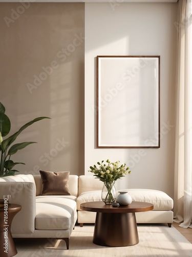 Modern living room wall poster frame mockup  interior mockup with house background  frame mockup