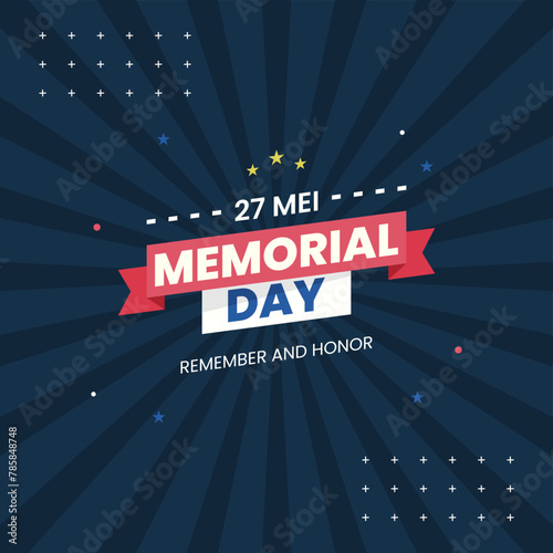 
united states memorial day greeting card social media post template design typography vector illustration