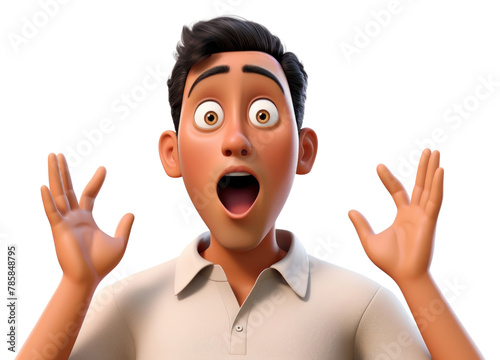 PNG Southeast asian man surprised cartoon face