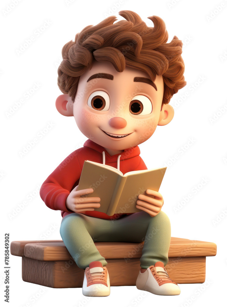 PNG Reading sitting cartoon toy PNG Reading sitting cartoon toy