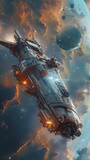 spaceship outer space planets stars background arcane viking battleship flares ships