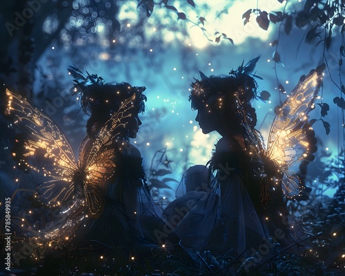 Ethereal Fairies Whisper Secrets Amid the Enchanted Glow of a Mystical Garden