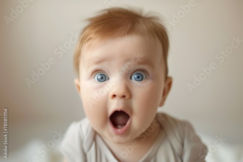Baby with open mouth and a surprised expression