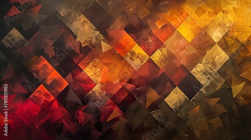 Geometric abstracts with sharp contrasts between dark, rich browns and vibrant fall colors, symbolizing the stark beauty of the season.  photo