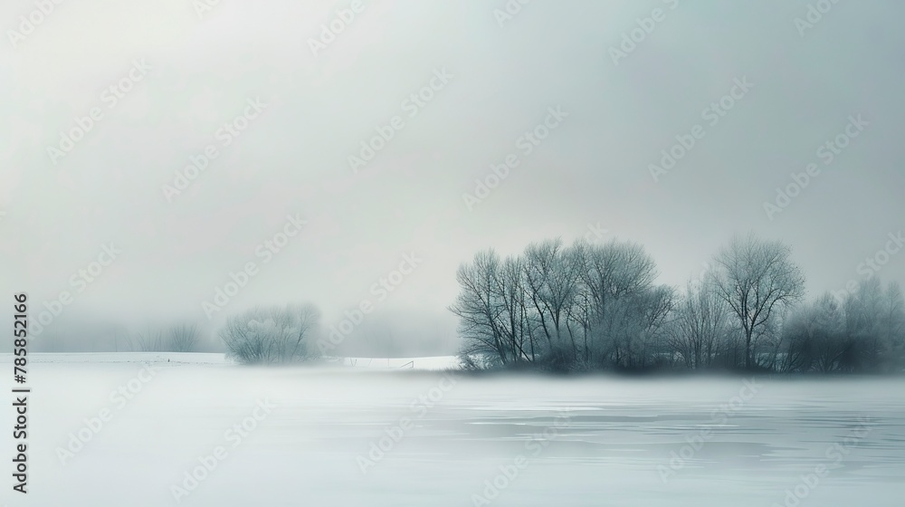 Soft, ethereal abstract fog over a muted landscape, symbolizing the quiet and isolation of winter.