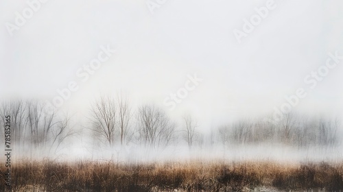 Soft, ethereal abstract fog over a muted landscape, symbolizing the quiet and isolation of winter. 