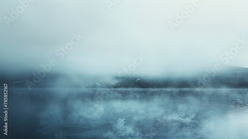 Soft  ethereal abstract fog over a muted landscape  symbolizing the quiet and isolation of winter.