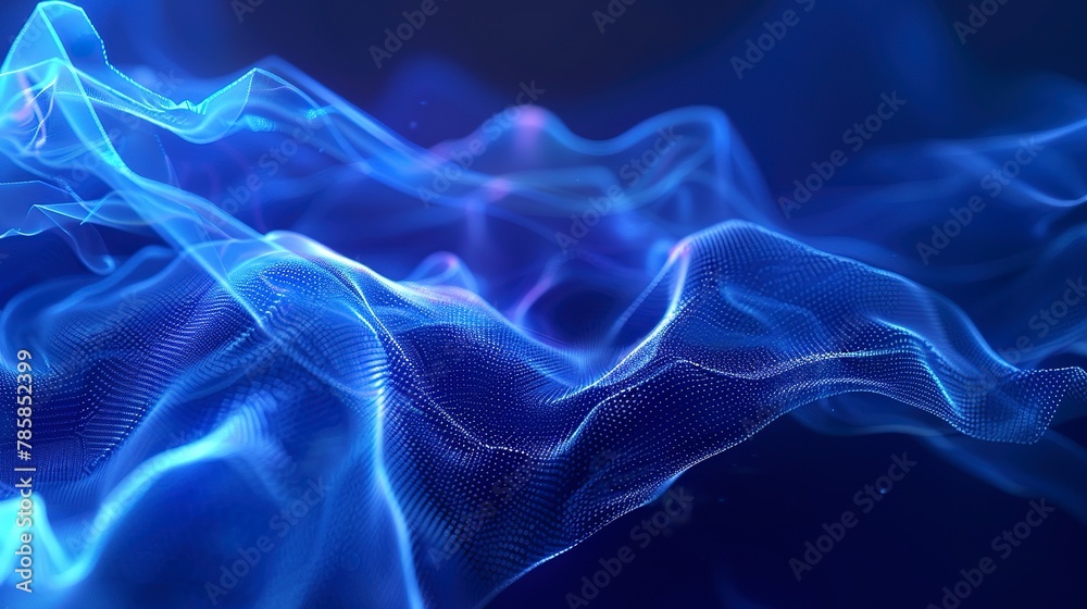 Soft glowing abstract pulses, rhythmic in deep blues, symbolizing the heartbeat of digital life. 