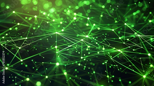 Abstract circuit board patterns, interconnecting lines and nodes in glowing green, representing connectivity and data networks.