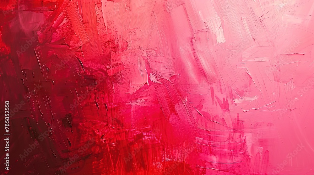 Bold abstract strokes in passionate reds, softened by gentle pink hues, capturing the spectrum of love. 