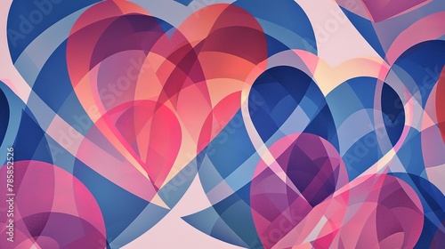 Abstract geometric patterns of interlocking hearts, representing the connection between loved ones. 