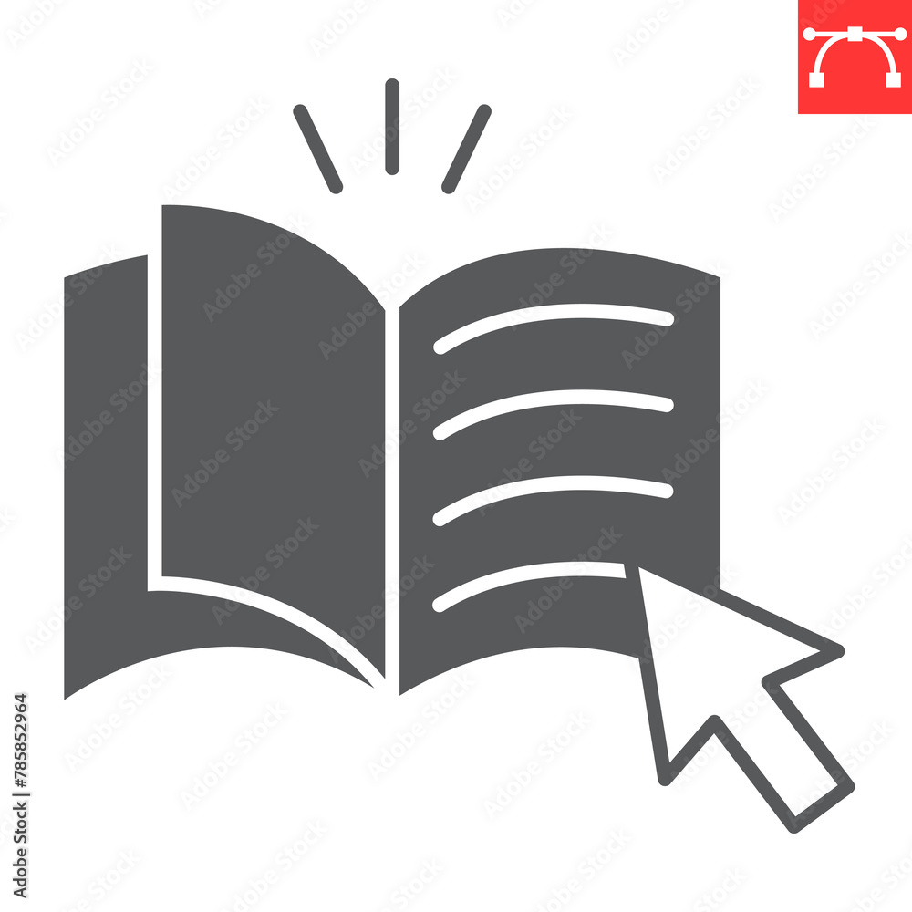 Online library glyph icon, e-learning and online education, digital reading vector icon, vector graphics, editable stroke solid sign, eps 10. Online library glyph icon, e-learning and online education, digital reading vector icon, vector graphics, editable stroke solid sign, eps 10.