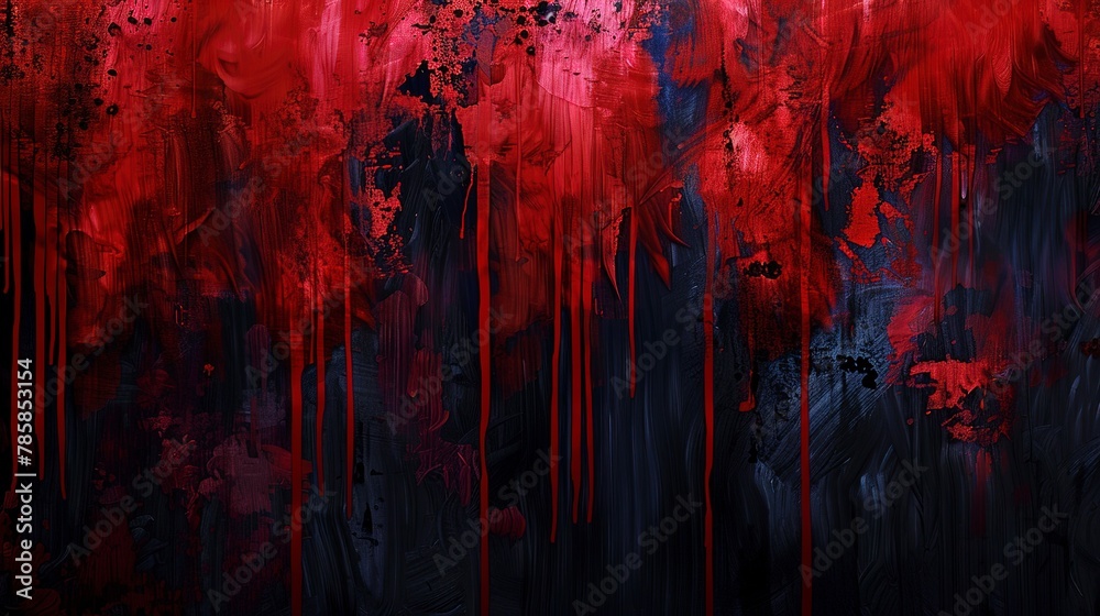 Fototapeta premium Streaks of blood-red and midnight blue in an abstract design, evoking a sense of foreboding.