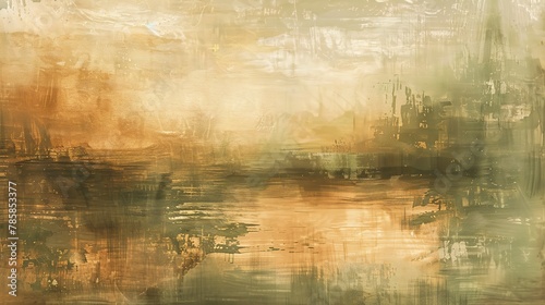 Soft, abstract brushstrokes blending earthy browns and greens, evoking the essence of autumn. 