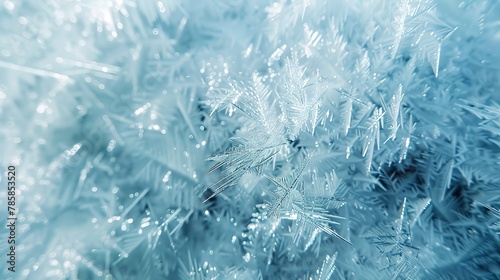 Abstract icy textures and sparkling frost, symbolizing the freshness and crispness of a new start.  photo