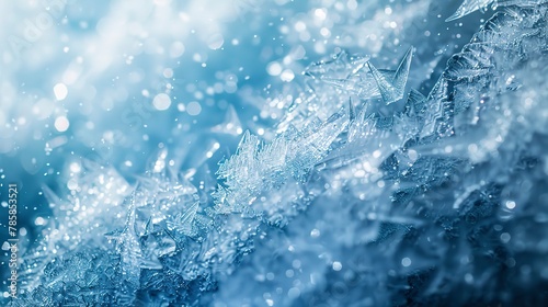 Abstract icy textures and sparkling frost, symbolizing the freshness and crispness of a new start. photo