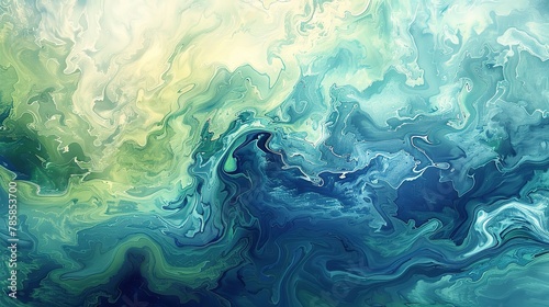 Gentle abstract waves in calming blues and greens  representing tranquility  peace  and motherly wisdom. 
