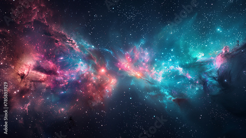 A colorful galaxy with a bright blue star in the middle