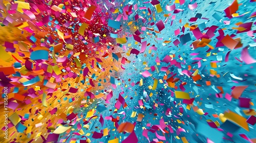 Vibrant confetti explosion abstract, symbolizing joyful celebration and festive spirit. 