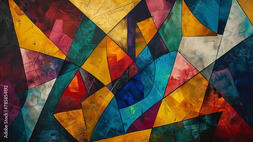 Geometric abstract with bold  festive colors  symbolizing structure and the passage of years. 
