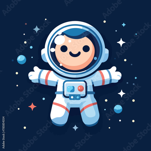 illustration of a little astronaut flying in space