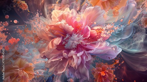 Abstract floral explosion, representing the flourishing growth of love over years.