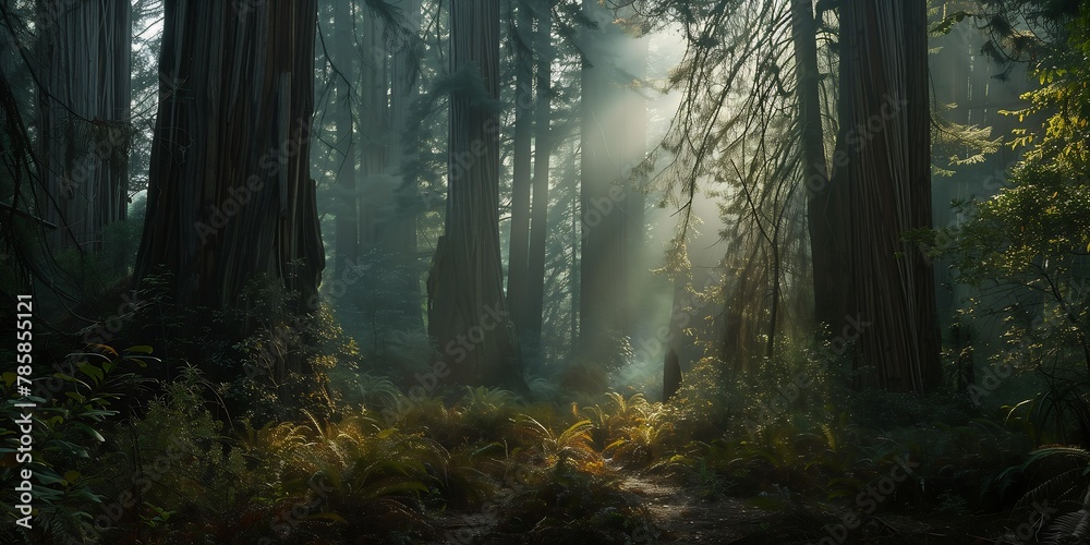 sunlight shining trees forest tall still entertainment stunning large format misty garden scene giant sequoia illuminated features guardians galaxy sunlight shining trees forest tall still entertainment stunning large format misty garden scene giant sequoia illuminated features guardians galaxy
