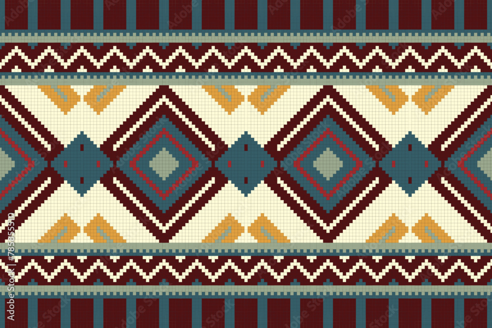 Motif Ikat Seamless Pattern Embroidery Background. Ikat Print Geometric Ethnic Oriental Pattern traditional.aztec Style Abstract Vector design for Texture,fabric,clothing,wrapping,sarong. Motif Ikat Seamless Pattern Embroidery Background. Ikat Print Geometric Ethnic Oriental Pattern traditional.aztec Style Abstract Vector design for Texture,fabric,clothing,wrapping,sarong.