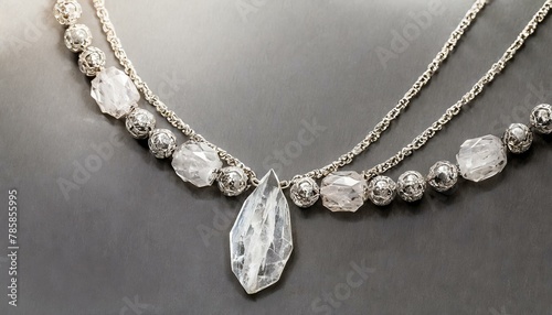 silver, quartz crystal necklace