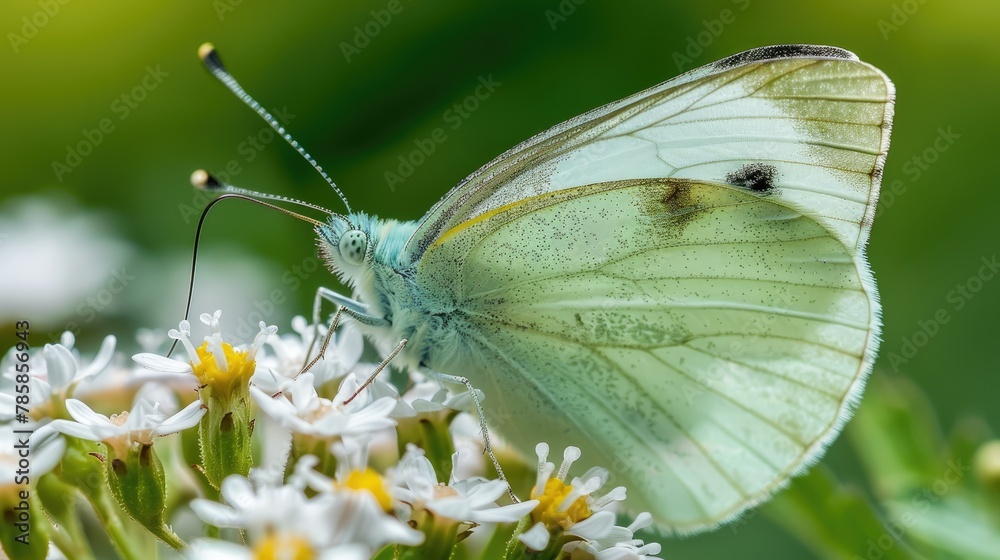 Detailed shot of a butterfly resting on a wildflower Detailed shot of a butterfly resting on a wildflower