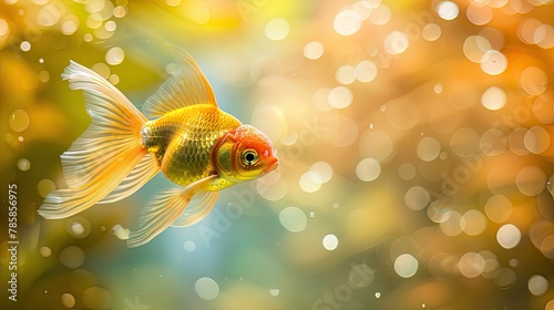 Close-up of a goldfish swimming in a clear pond