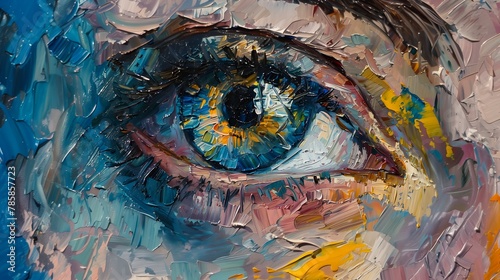 closeup blue eye yellow princess block upclose seeing pupils plaster cheek