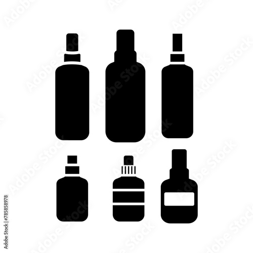 Bottle cosmetic icon set