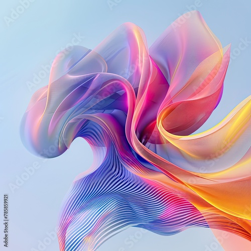 Abstract 3D ribbon waves flowing in a breeze