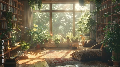 Advertisement haven, 3D-rendered, nestled in natural warmth