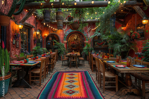 Festive ambiance showcasing traditional Mexican culture with food, music, and joyful celebration © Veniamin Kraskov