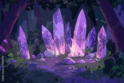 Crystal in the forest, Vector Illustration, Background