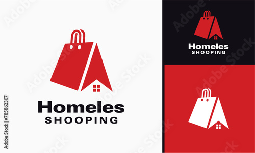 Shopping bag up arrow direction or front of house for shop market logo design