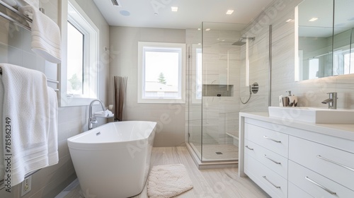 Minimalistic and clean bathroom  clear and comfortable bath