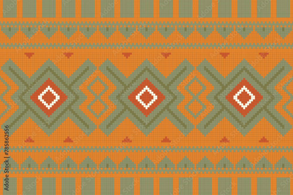 Ikat Seamless Pattern Embroidery Background. Ikat Prints Geometric Ethnic Oriental Pattern Traditional. Ikat Aztec Style Abstract Design for Print Texture,fabric,saree,sari,carpet.