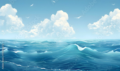 ocean day background with beautiful underwater and fish photo