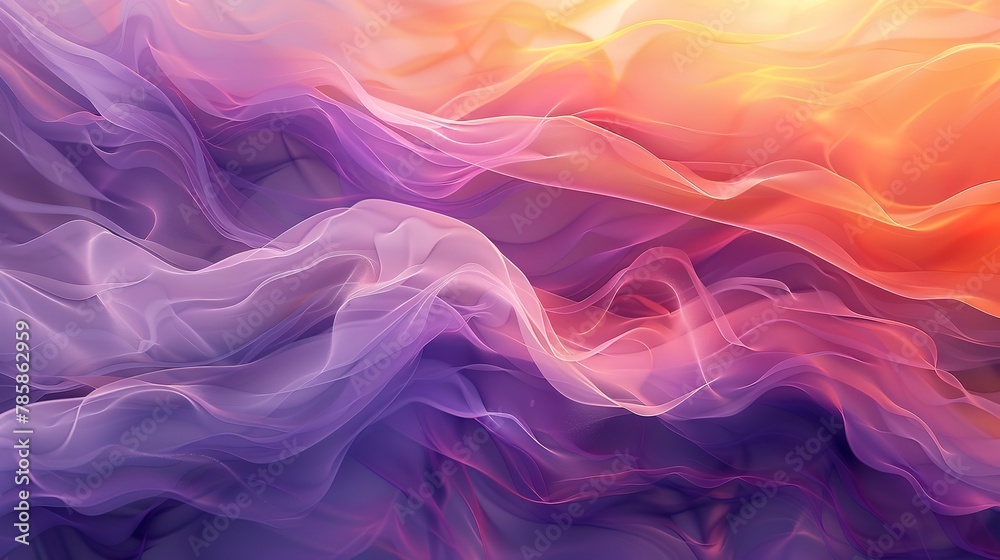 Soft, ethereal abstract gradients mimicking the serene and tranquil summer sunsets in purples, pinks, and oranges.