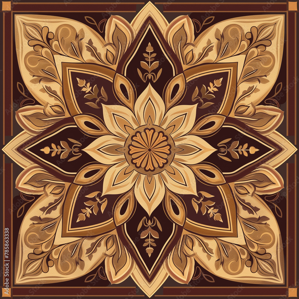 Malay in earth tones for art therapy floral pattern Brown and tan tones It is a symbol of peace, tranquility and mindful rest. An art form of therapy and meditation. Malay in earth tones for art therapy floral pattern Brown and tan tones It is a symbol of peace, tranquility and mindful rest. An art form of therapy and meditation.
