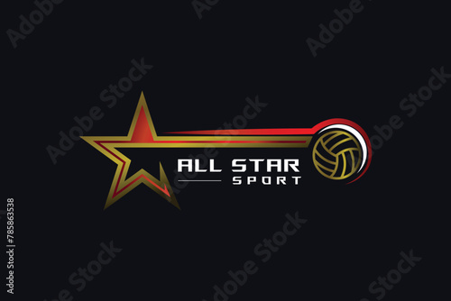 All star volley ball sport gradient design template