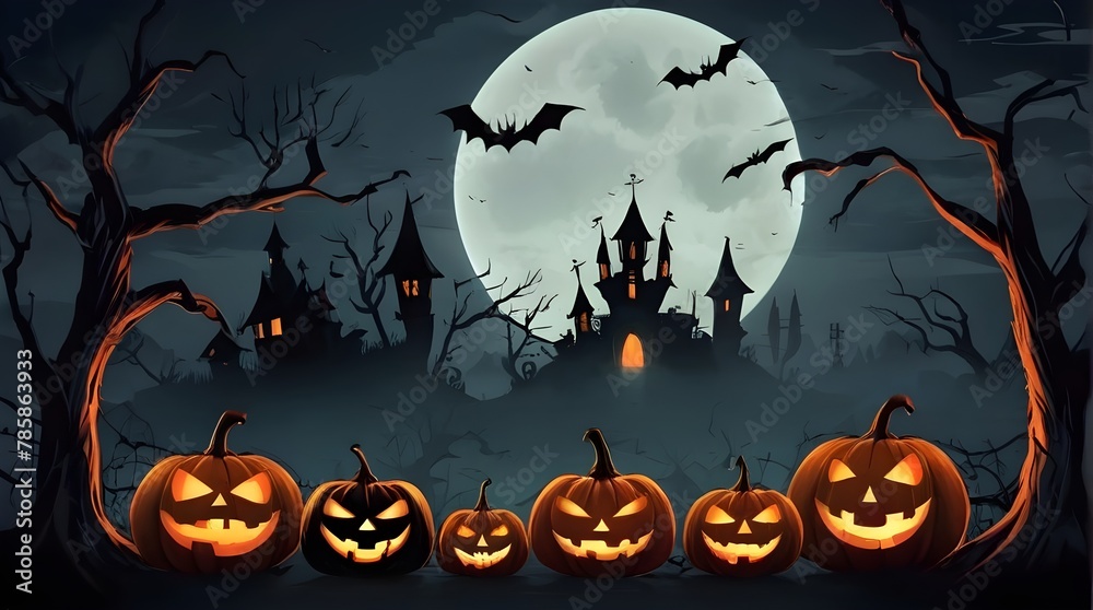 Halloween banner illustration with scary pumpkins background concept alim graphic