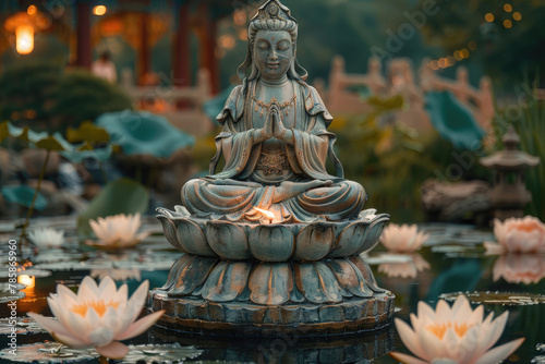 Peaceful scene featuring a lotus flower, symbolizing purity and enlightenment on Buddha Purnima