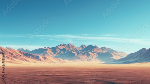 Minimalist desert vista: a vast, empty landscape stretching to the horizon.