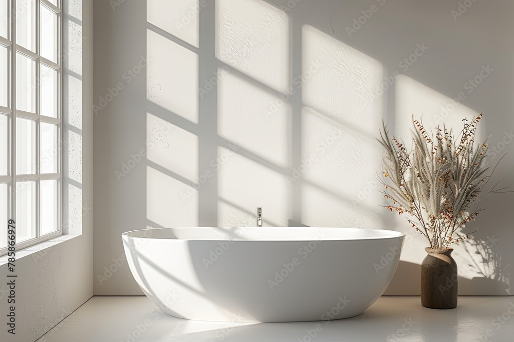 Fototapeta premium Bathroom Wall Mockup created with Generative AI